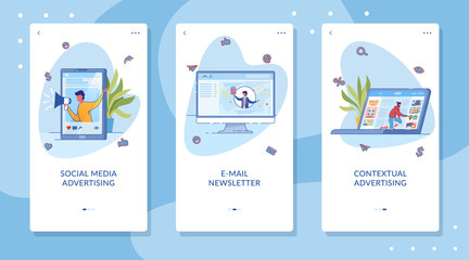 Digital Marketing Onboarding Screen Flat Templates