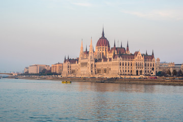 Fototapeta na wymiar Hungarian parliament in Budapest on the Danube river