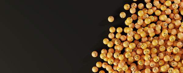 Infinite emoticons 3d rendering background, social media and communications concept