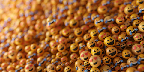Infinite emoticons 3d rendering background, social media and communications concept