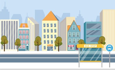 Beautiful Streets Big City, Vector Illustration.