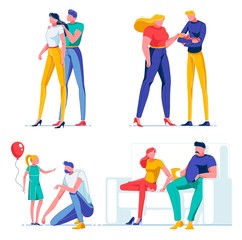 Man and Woman Characters in Lovely Relationship.