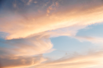 dramatic sky with clouds on sunset