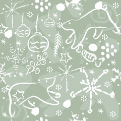 Cute Winter Pattern with bears and ornaments. Vector Illustration.