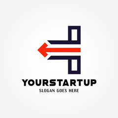 short dash in letter I for start up company logo
