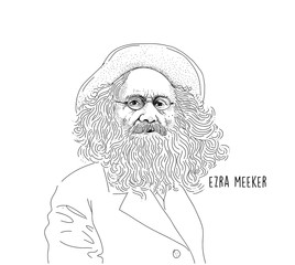 Ezra Meeker Line art portrait