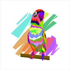 Colorful lovebird vector illustration. pop art wpap style.