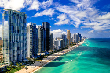 North Miami Beach Sunny Isles Beach Aerial Photo - obrazy, fototapety, plakaty