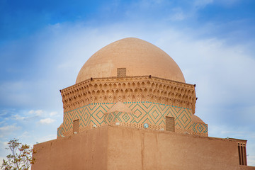 Madrasah building in Yazd city, Iran. Typical oriental clay architecture with a dome