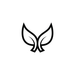 Leaf logo outline icon design vector illustration