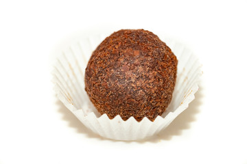 festive Christmas candy handmade on a white background. close up. chocolate temptation.