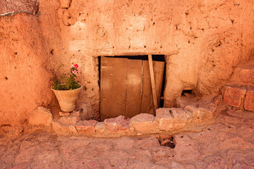 Abyanekh village in Iran. Open-air museum. Clay buildings and houses.