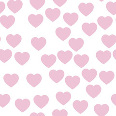 Pink hearts seamless pattern. Random scattered hearts background. Love or Valentine theme. Vector illustration