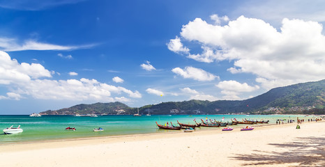 Thai wooden longtail boat travel Thailand Tourism