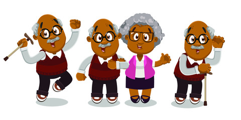 Different moments of typical day of senior afro-american man.