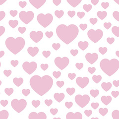 Pink hearts seamless pattern. Random scattered hearts background. Love or Valentine theme. Vector illustration