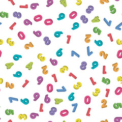 Mosaic of colorful 3D digits. Background of numbers. Vector seamless pattern