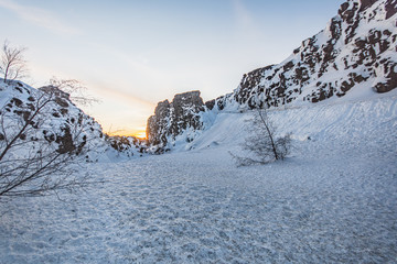 winter landscape with mountains and snow