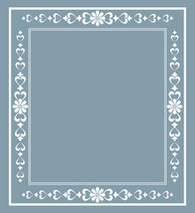 Decorative frame Elegant vector element for design in Eastern style, place for text. Floral blue border. Lace illustration for invitations and greeting cards