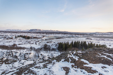 winter landscape with river in winter