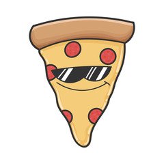 Cool sunglasses slice of pizza cartoon
