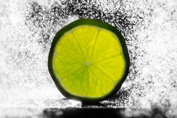 lime in spray of water