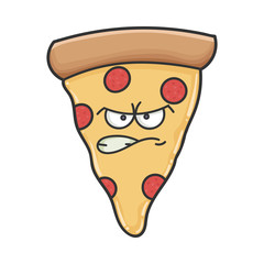 Mad angry slice of pizza cartoon