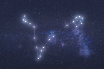Pisces Constellation stars in outer space. Zodiac Sign Pisces constellation lines. Elements of this image were furnished by NASA 