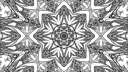 Abstract geometric kaleidoscope pattern. Hypnotic mandala. Black and white graphics background. Coloring page. Print for phone case, gift and wrapping paper, pillow and textile/fabric.