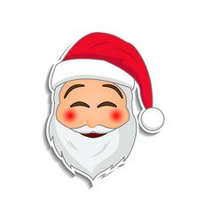 Emoji santa claus in sticker style. Winter holidays emotion. Santa clause in shy emoji icon