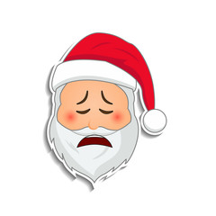 Obraz na płótnie Canvas Emoji santa claus in sticker style. Winter holidays emotion. Santa clause in weeping emoji icon