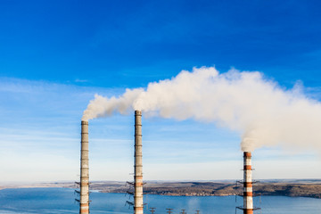 Industrial smoke stack of coal power plant