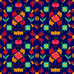 Seamless floral folk pattern, hungarian style