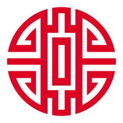 Red chinese wealth symbol illustration - obrazy, fototapety, plakaty