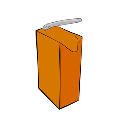 Vector Simple Small Chocolate UHT Milk with plastic straw 