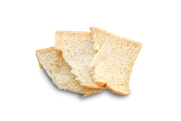 Slice of bread on the white background and isolated with clipping path