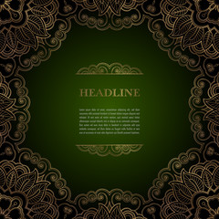 Luxury background with golden ornamental frame for greeting card, invitation or announcement