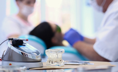 Dental equipment tools dentist medicine on desk