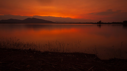sunset over the lake