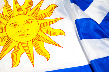 Uruguay flag. Oriental Republic of Uruguay National pavilion
