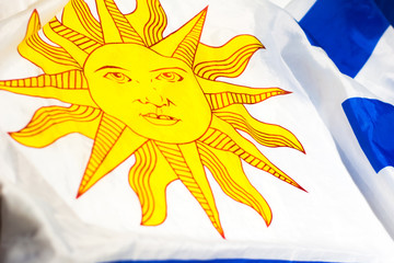 Uruguay flag. Oriental Republic of Uruguay National pavilion
