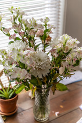 Fototapeta na wymiar bouquet of flowers in soft window light