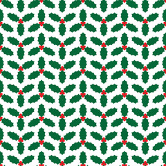 Seamless Christmas holly wrapping paper pattern