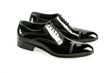 black leather shoes