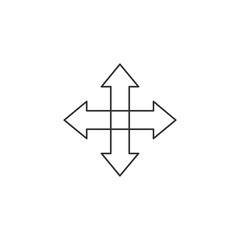 Linear Double arrow icon in four direction. Web navigation. Simple outline element vector illustration on white background.