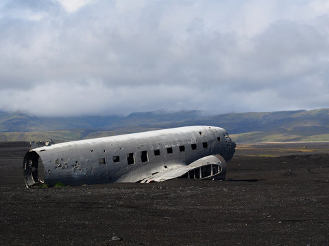 Wreck of a US military plane crashed in the middle of the nowhere. The plane ran out of fuel and crashed in a desert not far from Vik, South Iceland in 1973.