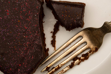 chocolate brownie and fork