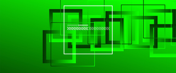 Abstract background with simple square or rectangle geometrical shapes. Geometric template with fluid gradients. Line design, technology concept. Vector Illustration For Wallpaper, Banner Background