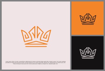 Vintage royal gold crown logo design vector template. King and queen geometric lotus flower