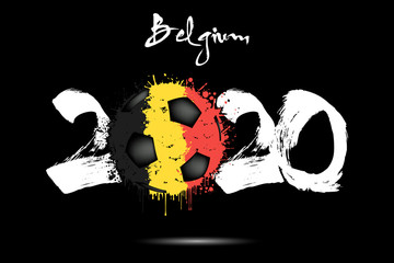 2020 and soccer ball in color of Belgium flag